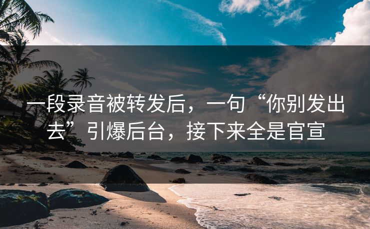 一段录音被转发后，一句“你别发出去”引爆后台，接下来全是官宣
