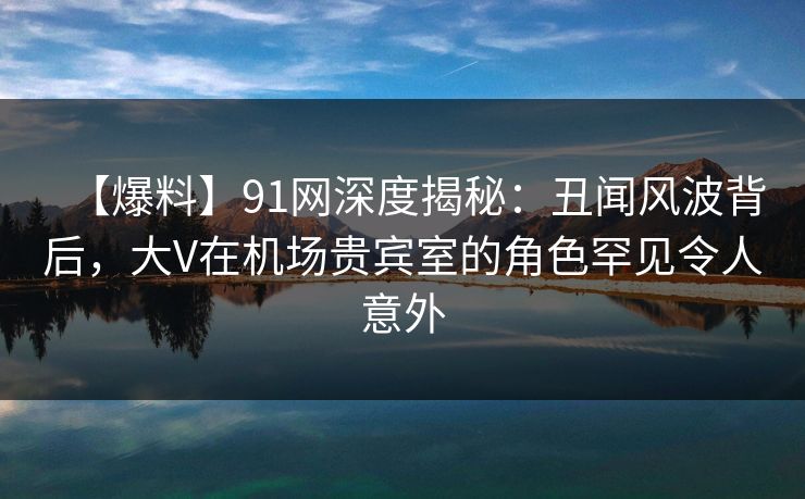 【爆料】91网深度揭秘：丑闻风波背后，大V在机场贵宾室的角色罕见令人意外
