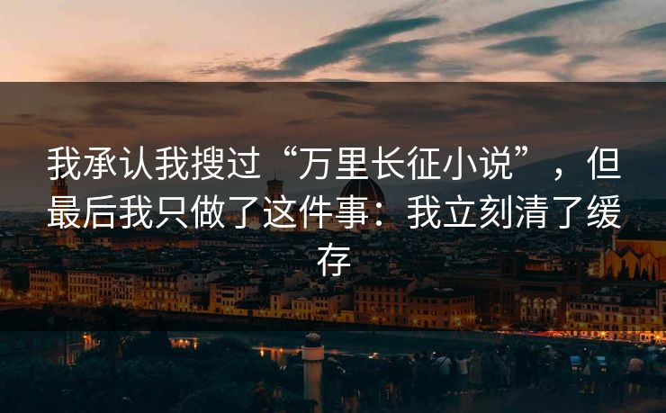 我承认我搜过“万里长征小说”，但最后我只做了这件事：我立刻清了缓存